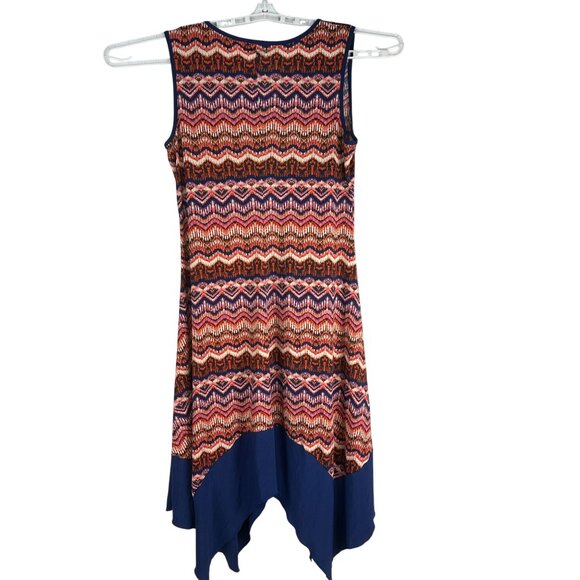 AUW Sleeveless Multicolor Chevron Dress With Asymmetrical Hem Womens Size 12 - Picture 7 of 7